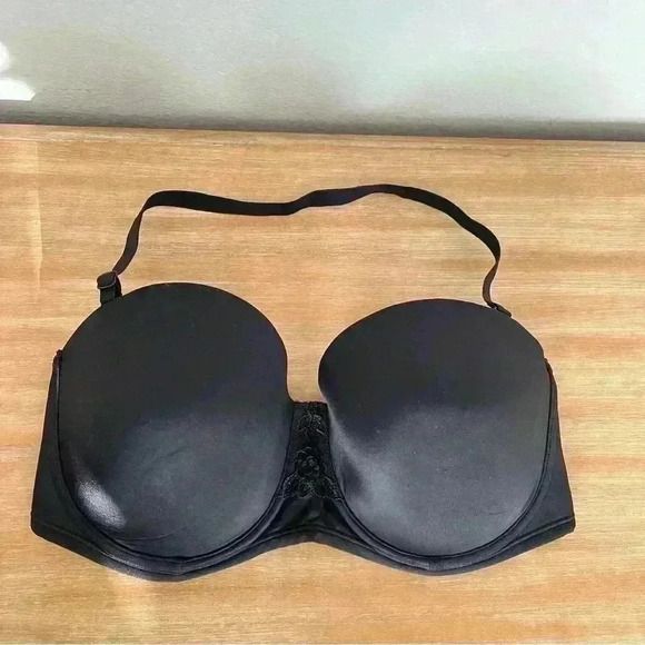 Vanity Fair Black Strapless Smooth Back 5 Way Stretch Bra Women’s Size 36DD - Picture 13 of 16